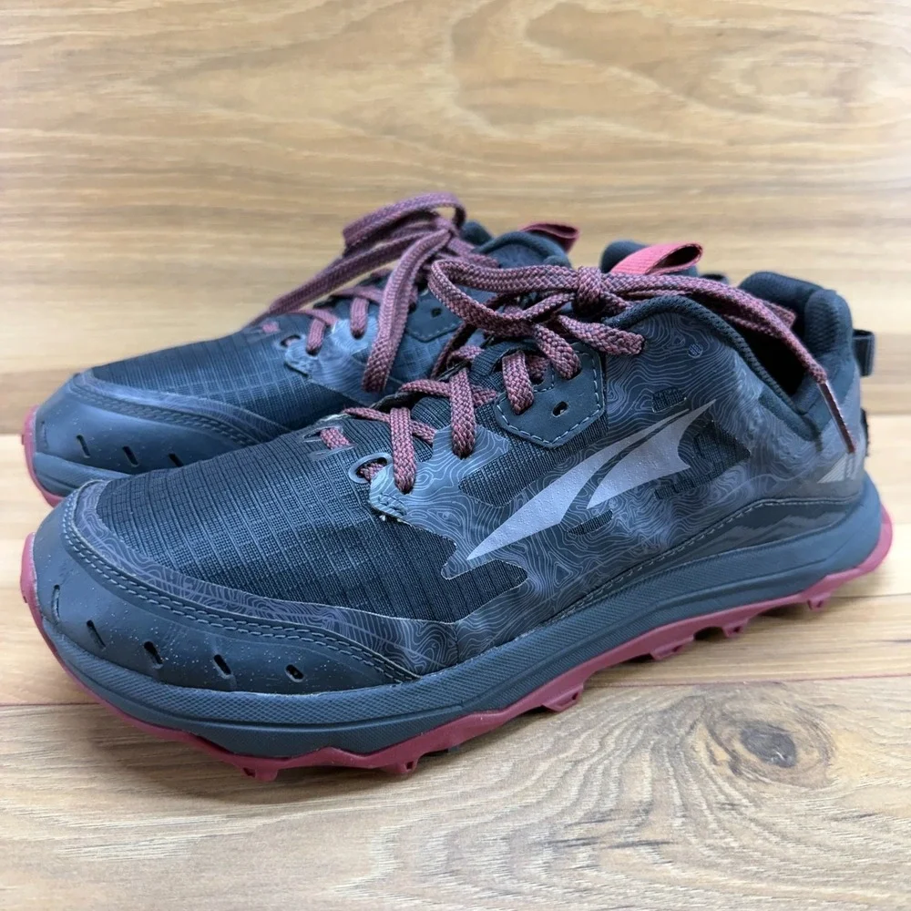 ALTRA Lone Peak 6 Mens Size 8 Black Burgundy Trail Running Shoes